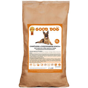 Сухой корм для собак с Говядиной и Лососем «Супер-Премиум» класса. Для собак крупных пород «GOOD DOG» ВЕС: 15 КГ